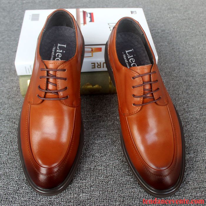 Derbies Homme Décontractée Europe Cuir Véritable Chaussures De Mariage Angleterre Tendance Marron