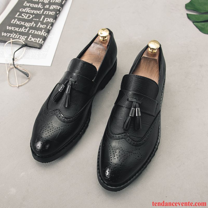 Derbies Homme Décontractée Mocassins Entreprise Paresseux Slip-on Respirant Noir