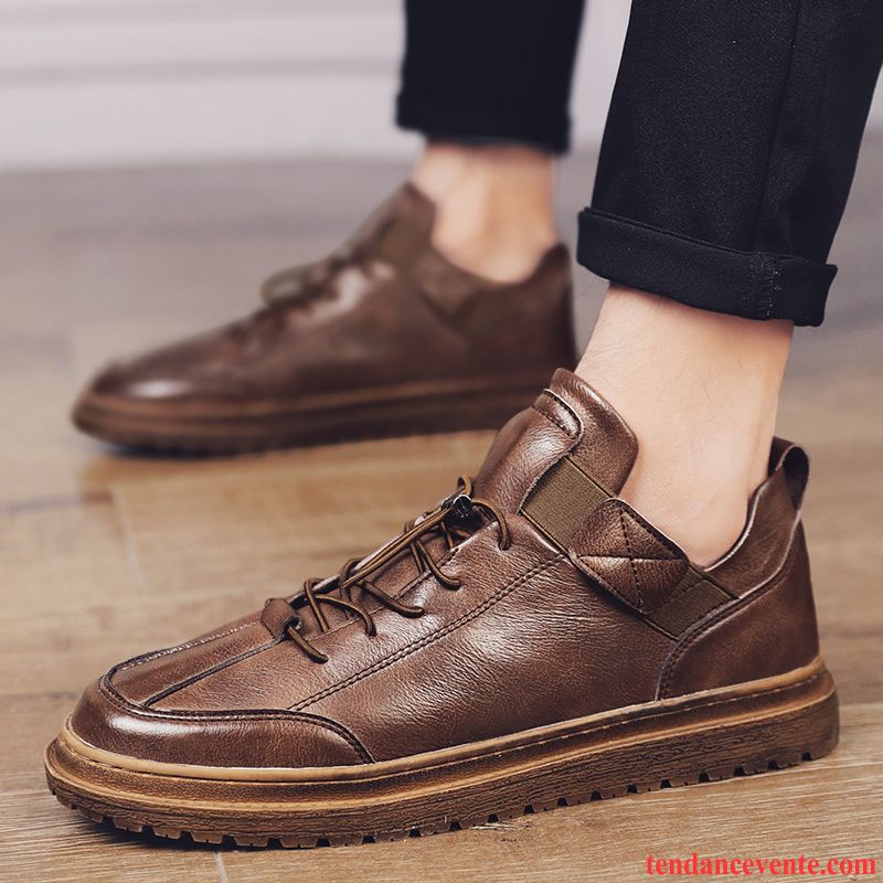 Derbies Homme Décontractée Tendance Tous Les Assortis Bottes Martin Angleterre Chaussures De Skate Noir