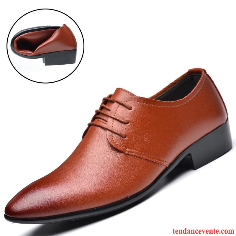 Derbies Homme En Cuir Pas Cher Hiver Entreprise Pointe Pointue Décontractée Homme Plus De Velours Chaussures En Coton Tendance Chaussures De Mariage