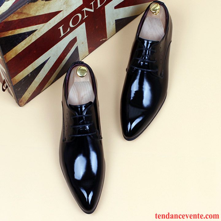 Derbies Homme Entreprise Chaussures De Mariage Pointe Pointue Cuir Verni En Cuir Tendance Bleu