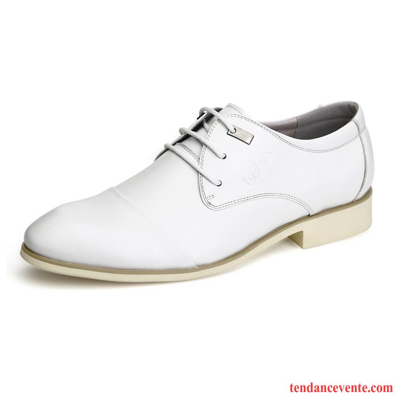 Derbies Homme Entreprise Semelle Doux Chaussures De Mariage Angleterre Cuir Véritable Printemps Noir