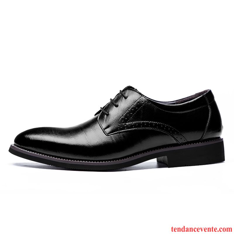 Derbies Homme Entreprise Été Respirant Pointe Pointue Cuir Véritable Décontractée Bleu