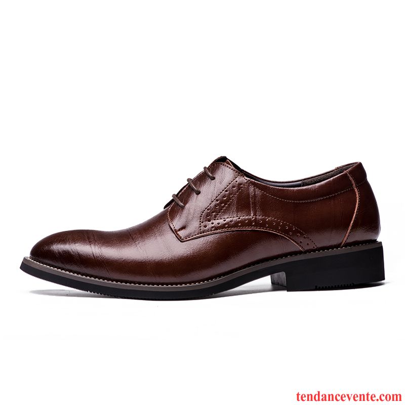 Derbies Homme Entreprise Été Respirant Pointe Pointue Cuir Véritable Décontractée Bleu