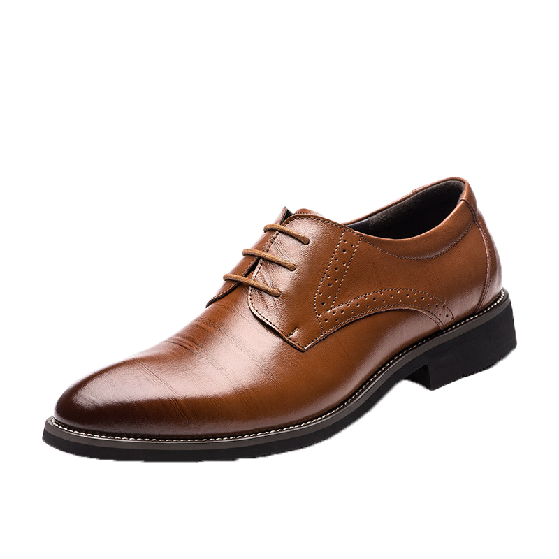 Derbies Homme Entreprise Été Respirant Pointe Pointue Cuir Véritable Décontractée Bleu