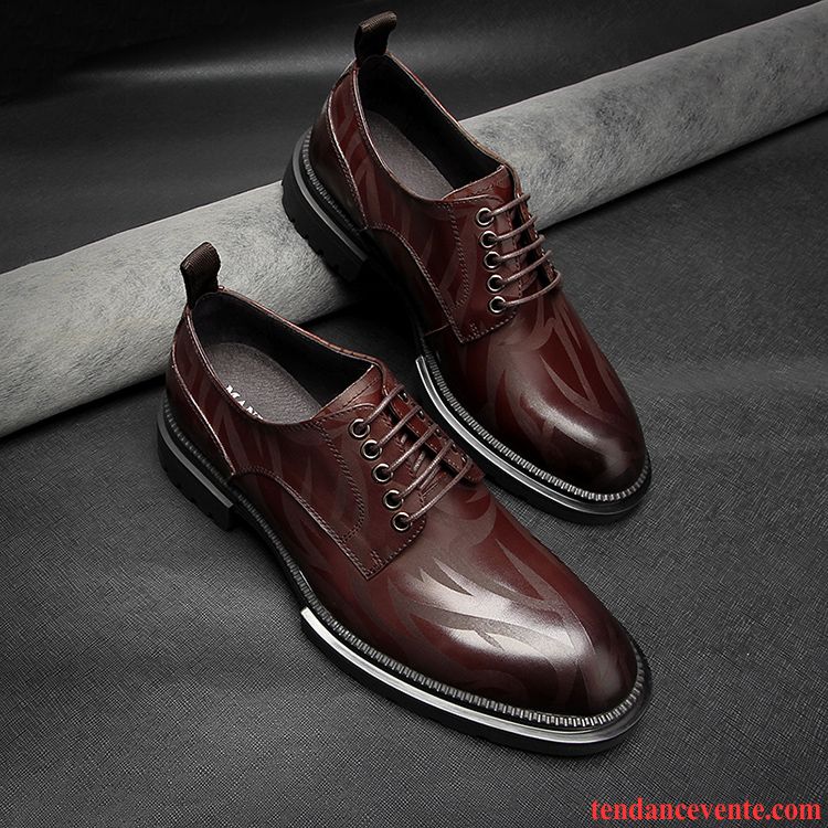 Derbies Homme Gros Angleterre Chaussures De Mariage Cuir Véritable Augmenté Mode Noir