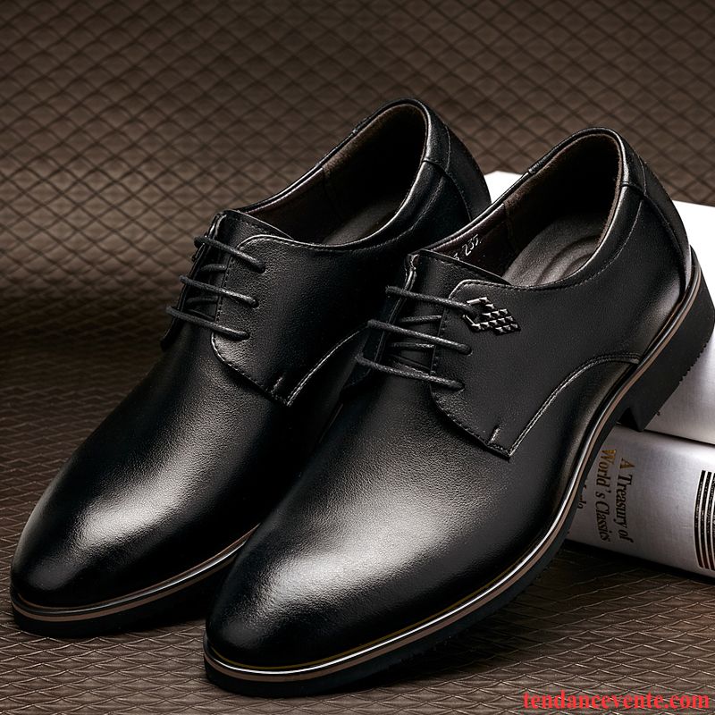 Derbies Homme Gros Augmenté Laçage Taillissime Cuir Véritable Entreprise Noir