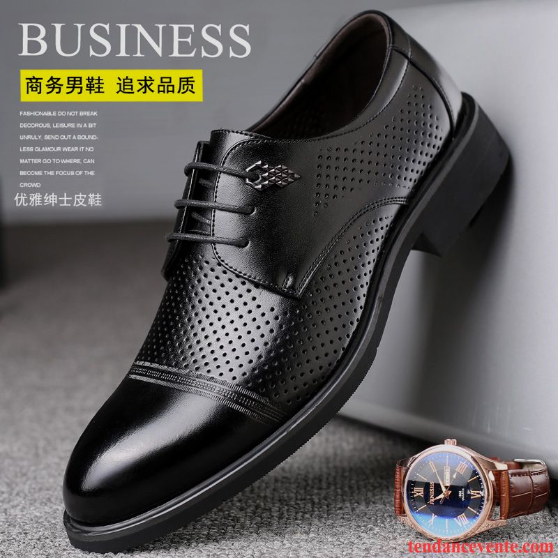 Derbies Homme Gros Augmenté Laçage Taillissime Cuir Véritable Entreprise Noir