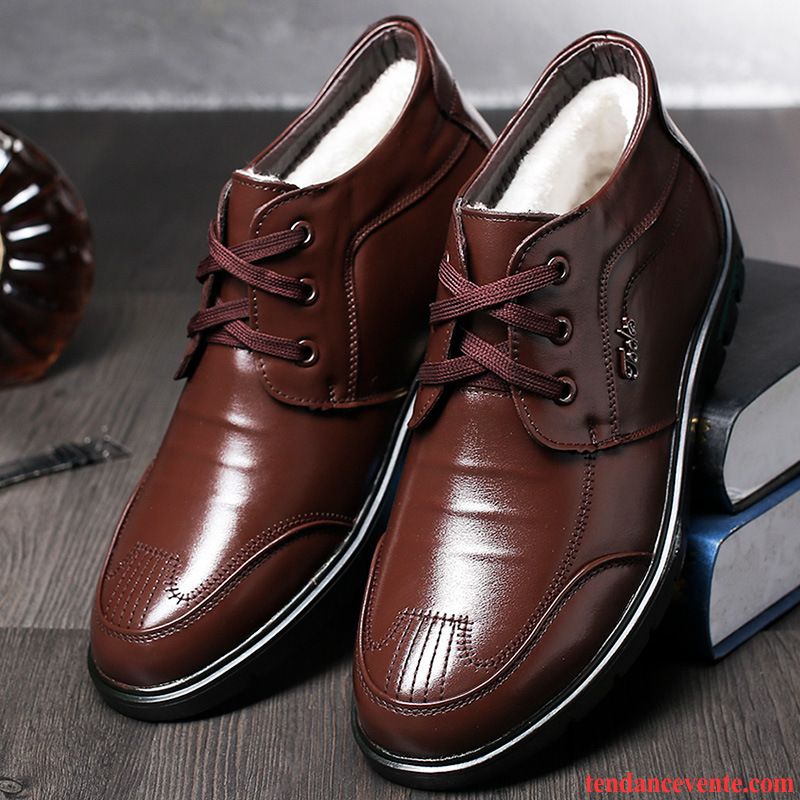 Derbies Homme Hiver Jeunesse Qualité Chaussures En Coton À La Mode Renforcé Marron Foncé