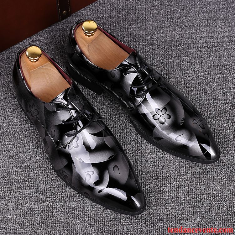 Derbies Homme Jeunesse Chaussures De Mariage Angleterre En Cuir Tendance Personnalité Rouge