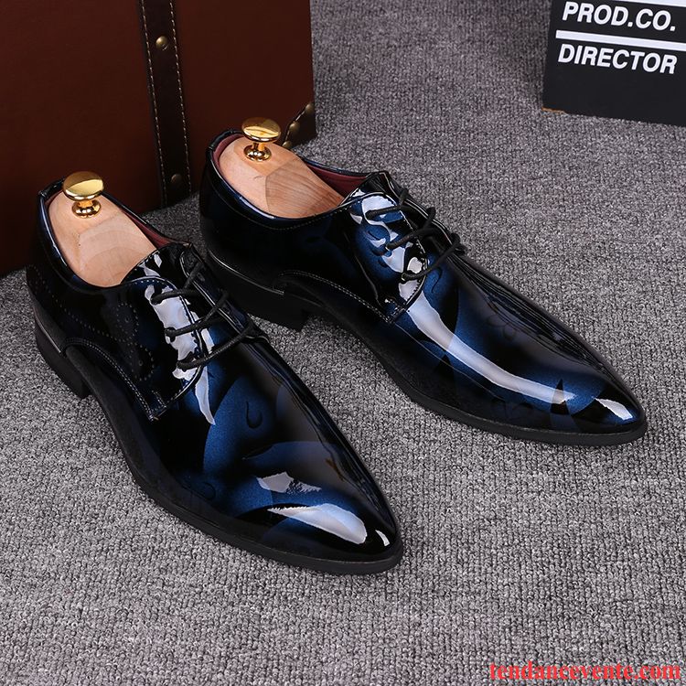 Derbies Homme Jeunesse Chaussures De Mariage Angleterre En Cuir Tendance Personnalité Rouge