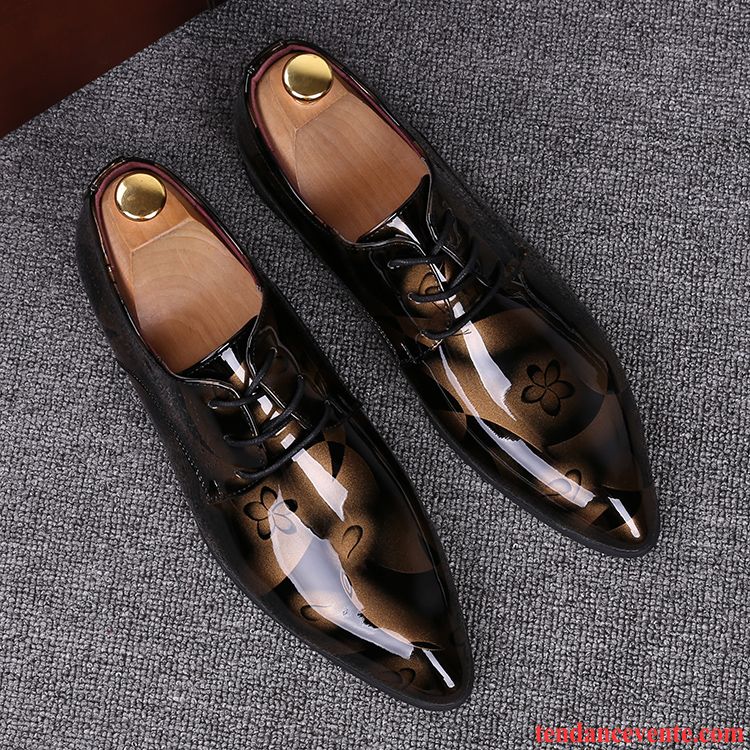 Derbies Homme Jeunesse Chaussures De Mariage Angleterre En Cuir Tendance Personnalité Rouge