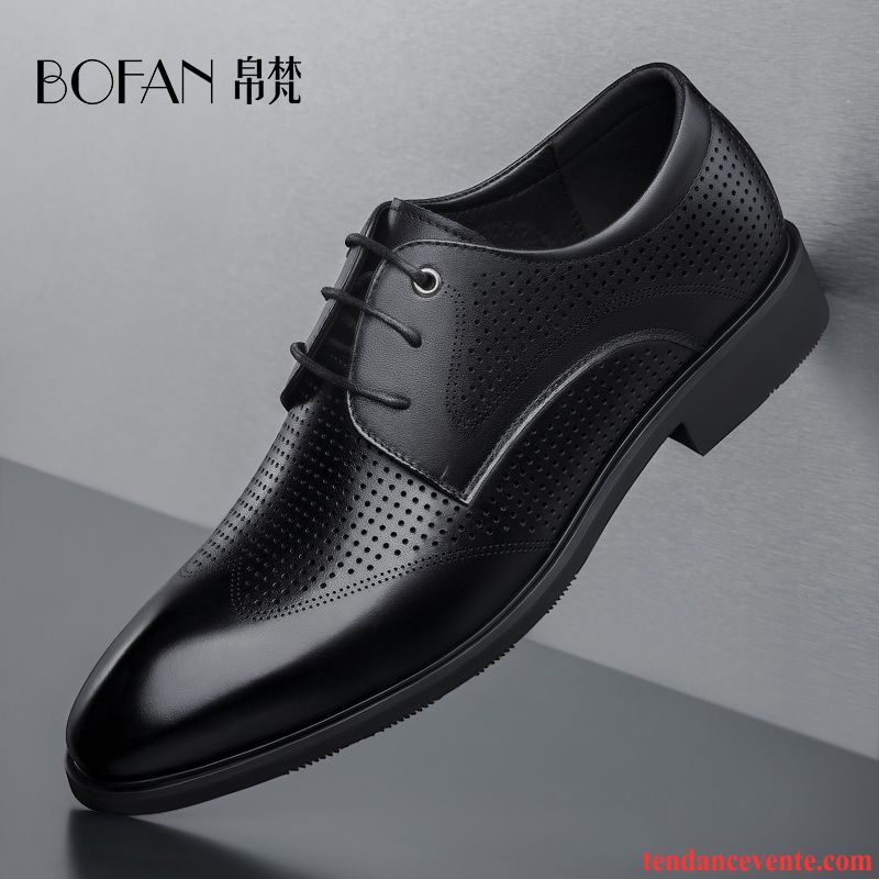 Derbies Homme Mode Été Entreprise Respirant Tendance Creux Guipure Noir