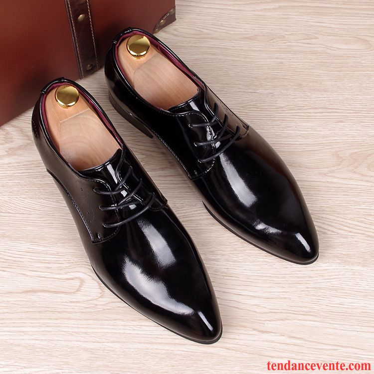 Derbies Homme Personnalité Pointe Pointue Cuir Verni Plus De Velours Tendance Angleterre Rouge