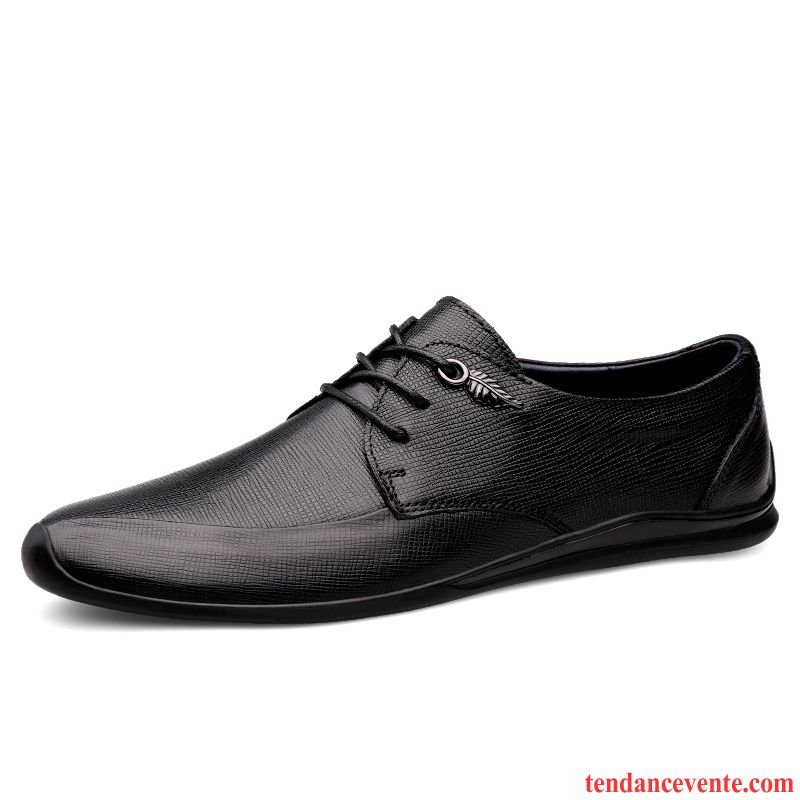 Derbies Homme Printemps Décontractée Cuir Véritable Angleterre Tous Les Assortis Laçage Marron