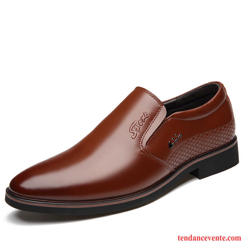 Derbies Homme Printemps Slip-on Entreprise Cuir Véritable Noir