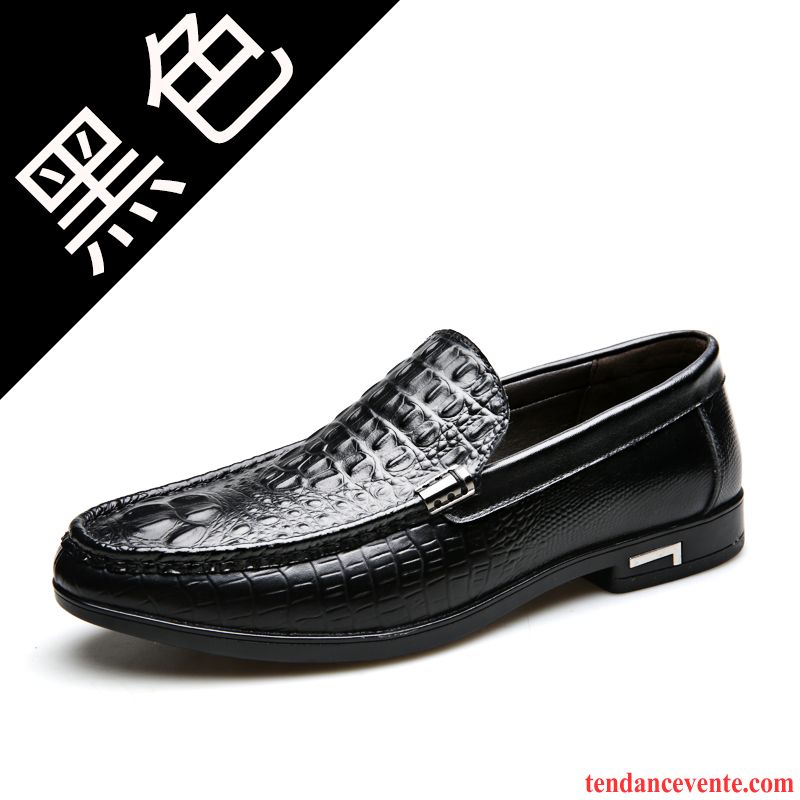 Derbies Homme Respirant Crocodile Décontractée Cuir Véritable Tendance Entreprise Marron