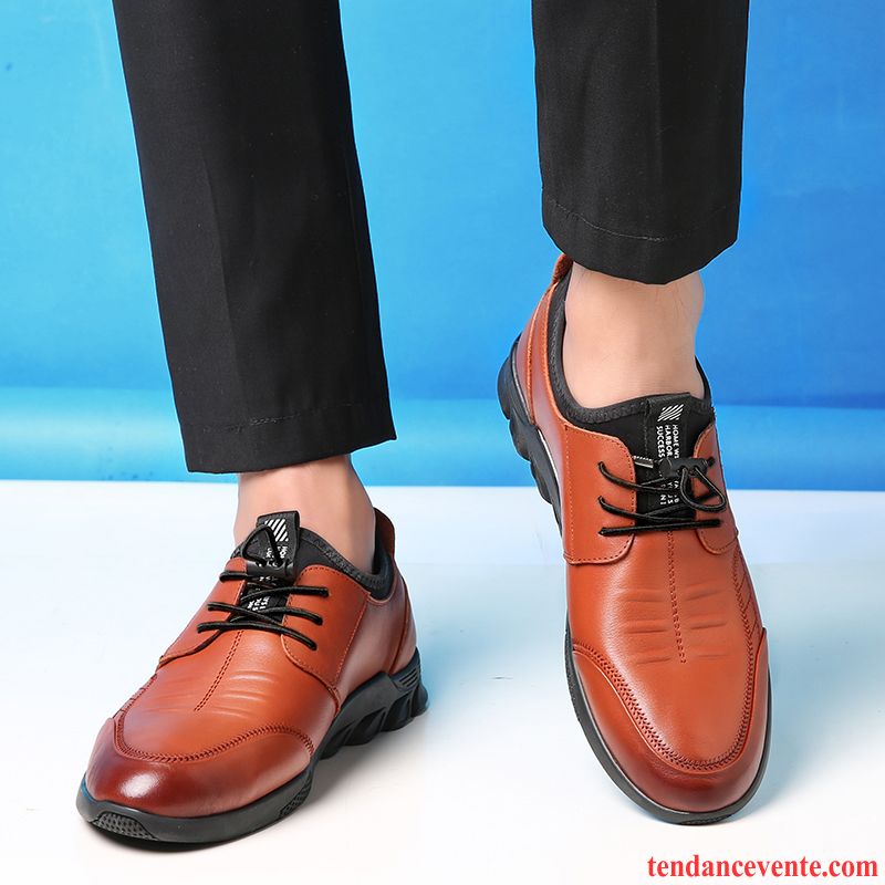 Derbies Homme Respirant Décontractée Cuir Véritable Été Basse Tendance Noir Marron