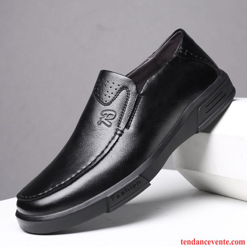 Derbies Homme Slip-on Printemps Paresseux Chaussures De Conduite Tendance Tous Les Assortis Noir