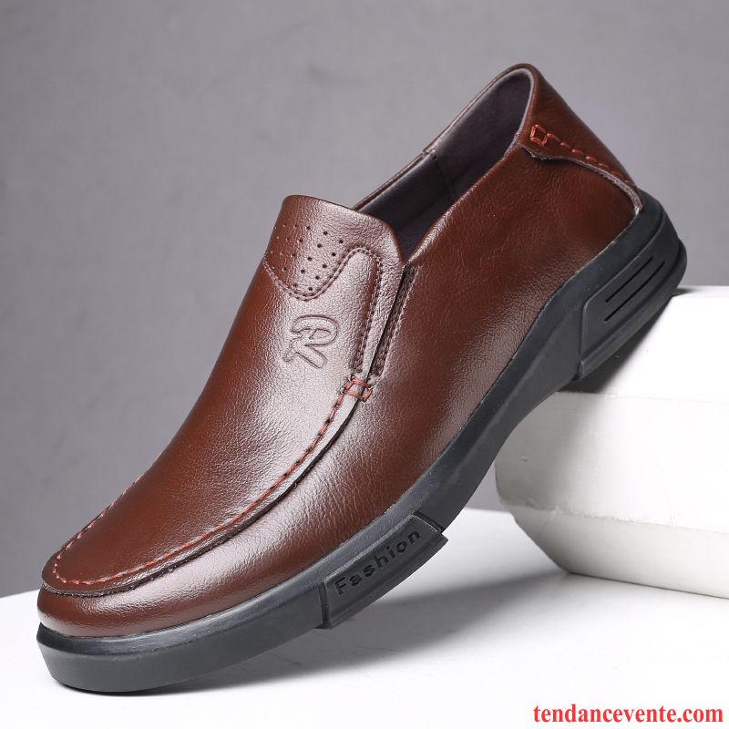 Derbies Homme Slip-on Printemps Paresseux Chaussures De Conduite Tendance Tous Les Assortis Noir