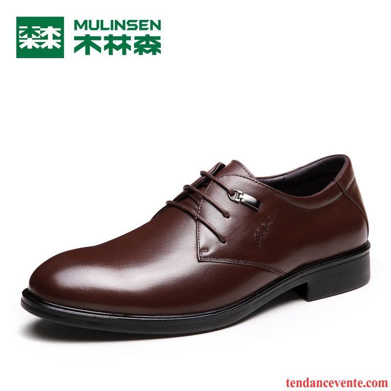 Derbies Homme Soldes Cuir Jeunesse Cuir Véritable Angleterre Respirant Hiver Chaussures De Mariage Homme Laçage L'automne Authentique Pas Cher