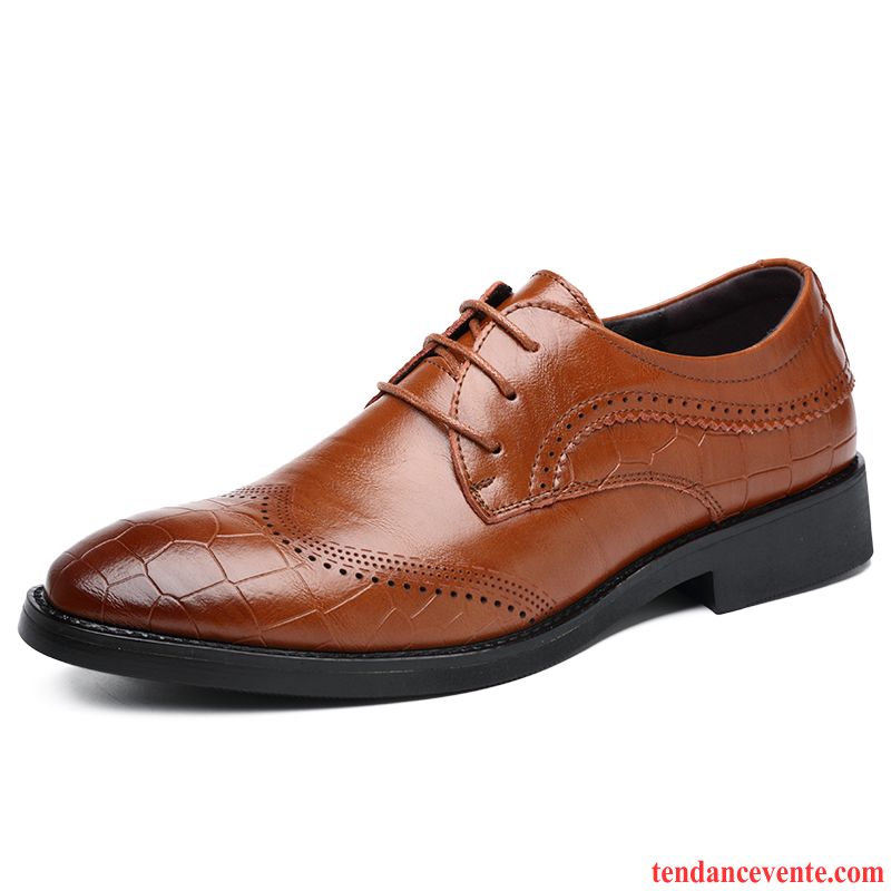 Derbies Homme Tendance Cuir Véritable Mariée Été Entreprise Respirant Noir Brun