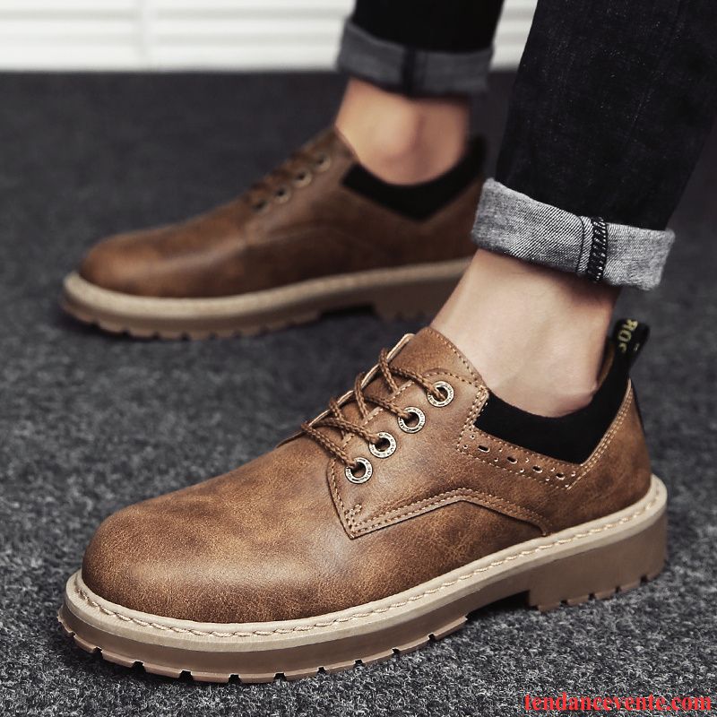 Derbies Homme Tendance Imperméable Angleterre Entreprise Tous Les Assortis Chaussures De Travail Noir