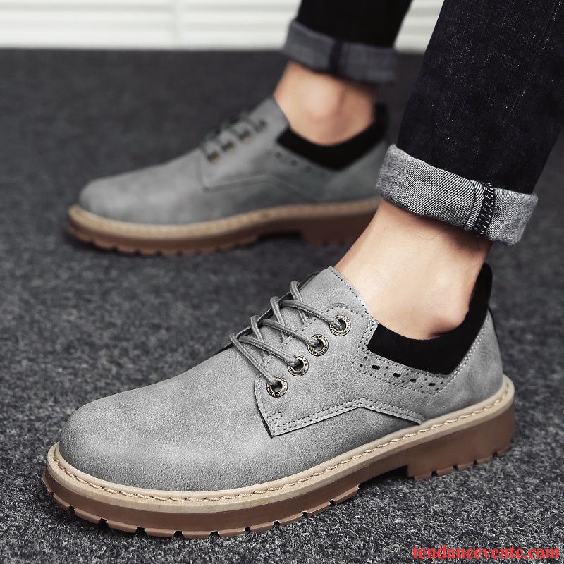 Derbies Homme Tendance Imperméable Angleterre Entreprise Tous Les Assortis Chaussures De Travail Noir