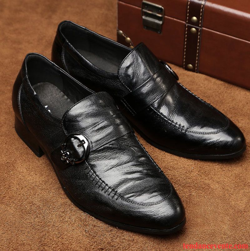 Derbies Homme Tendance Peau De Mouton L'automne Cuir Véritable Chaussures En Coton Plus De Velours Noir