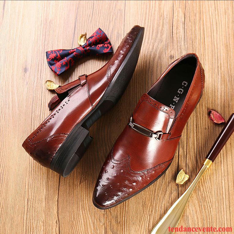 Derbies Homme Tendance Pointe Pointue Angleterre Printemps Taillissime Cuir Véritable Bordeaux