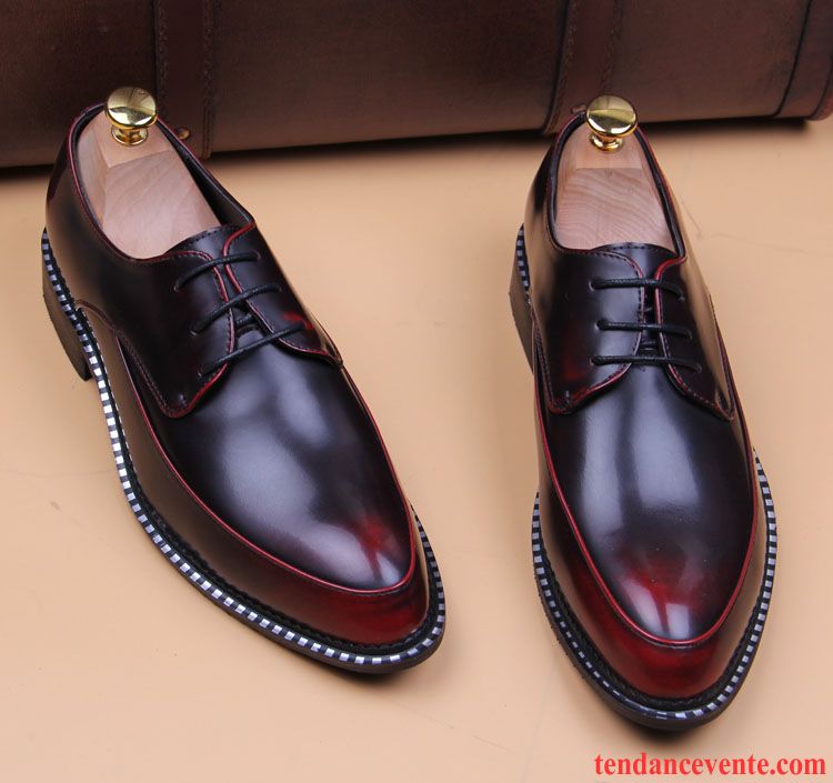 Derbies Homme Tendance Respirant Décontractée Printemps Pointe Pointue Mariée Rouge