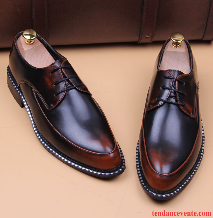 Derbies Homme Tendance Respirant Décontractée Printemps Pointe Pointue Mariée Rouge