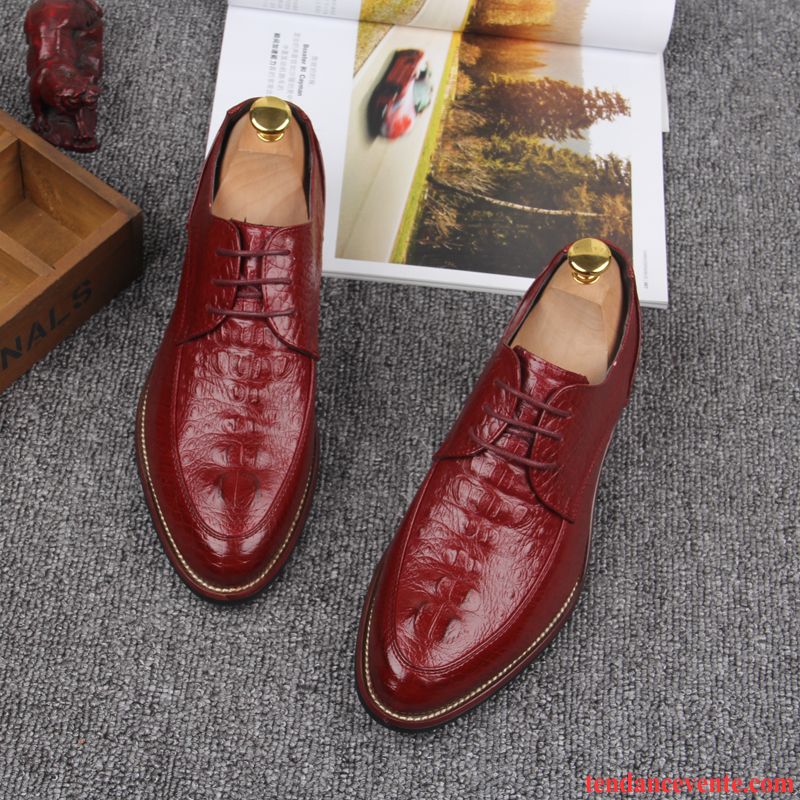 Derbies Homme Tendance Respirant Décontractée Printemps Pointe Pointue Mariée Rouge