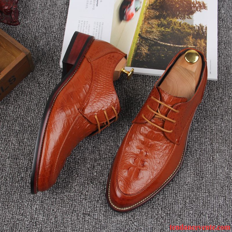 Derbies Homme Tendance Respirant Décontractée Printemps Pointe Pointue Mariée Rouge