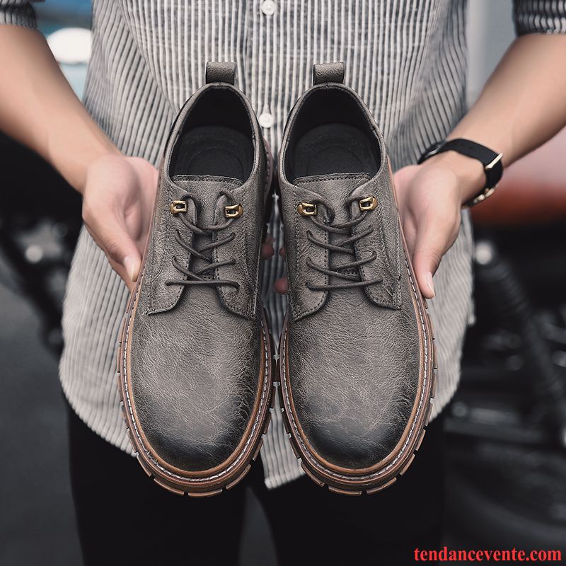 Derbies Homme Tous Les Assortis Tendance Bureau Respirant Bottes Martin Décontractée Gris