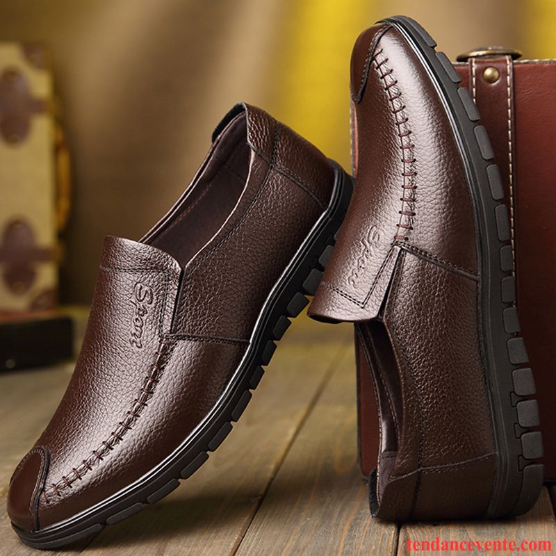 Derbies Marron Cuir Homme Cuir Véritable Homme Semelle Doux Printemps Antidérapant Respirant Décontractée