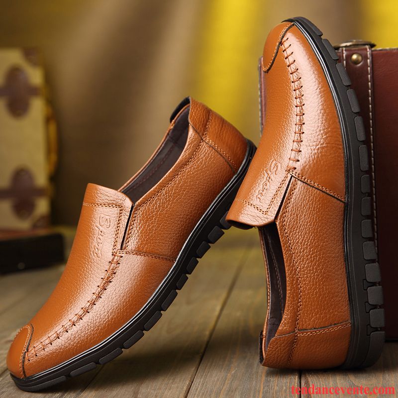 Derbies Marron Cuir Homme Cuir Véritable Homme Semelle Doux Printemps Antidérapant Respirant Décontractée