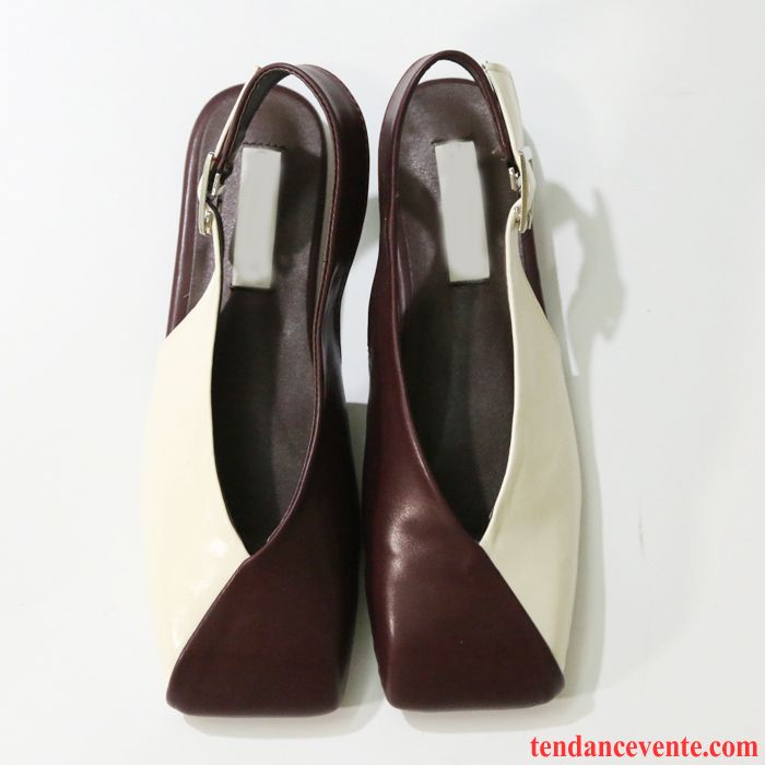 Derbies Noir Et Blanc Tête Carrée Femme Plates Semelle Doux Paresseux Rétro Vert