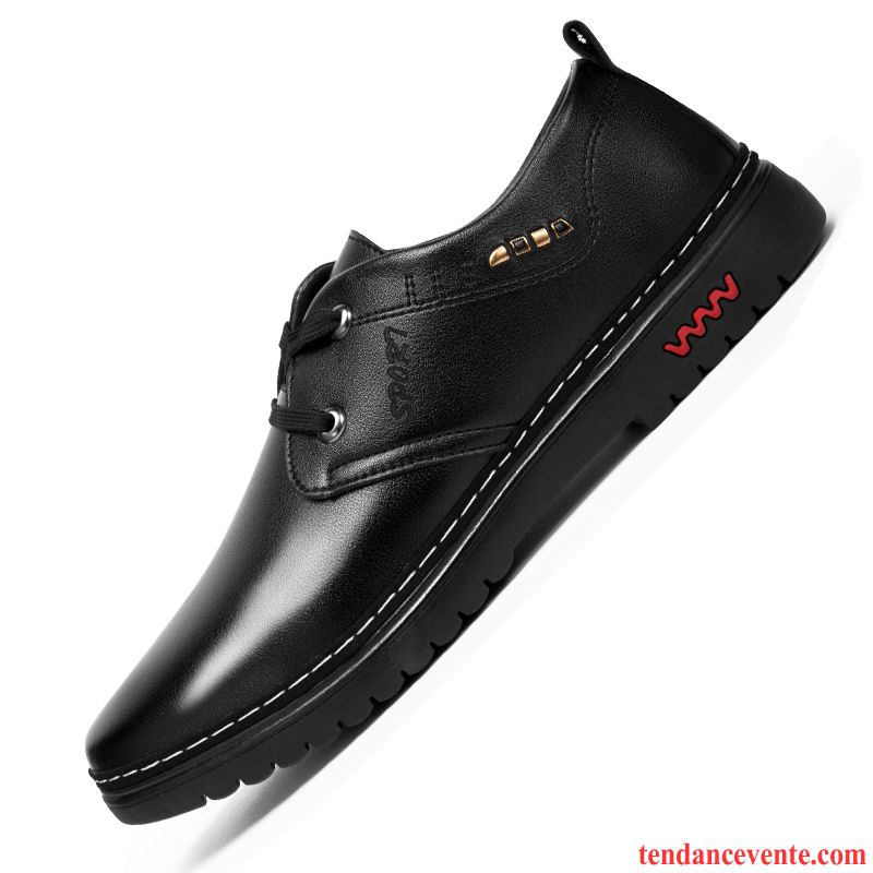 Derbies Noires Et Blanches Homme Noir Entreprise Angleterre Tendance Décontractée Laçage Homme Semelle Doux Printemps