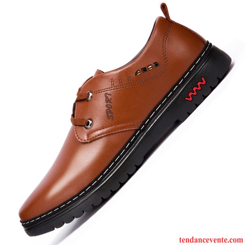 Derbies Noires Et Blanches Homme Noir Entreprise Angleterre Tendance Décontractée Laçage Homme Semelle Doux Printemps