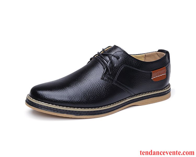 Derbies Noires Et Blanches Homme Noir Entreprise Angleterre Tendance Décontractée Laçage Homme Semelle Doux Printemps