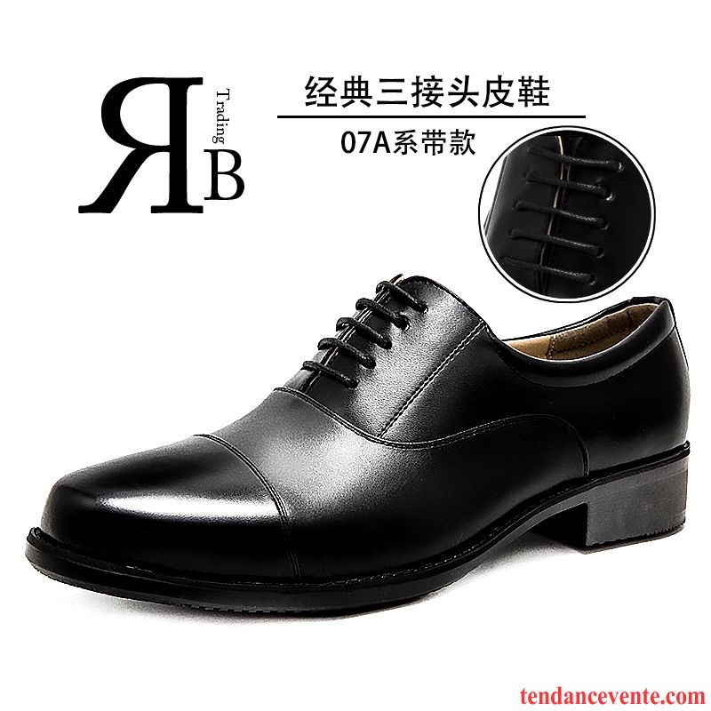 Derbies Plates Cuir Noir Homme Homme Authentique Pointe Pointue Pas Cher