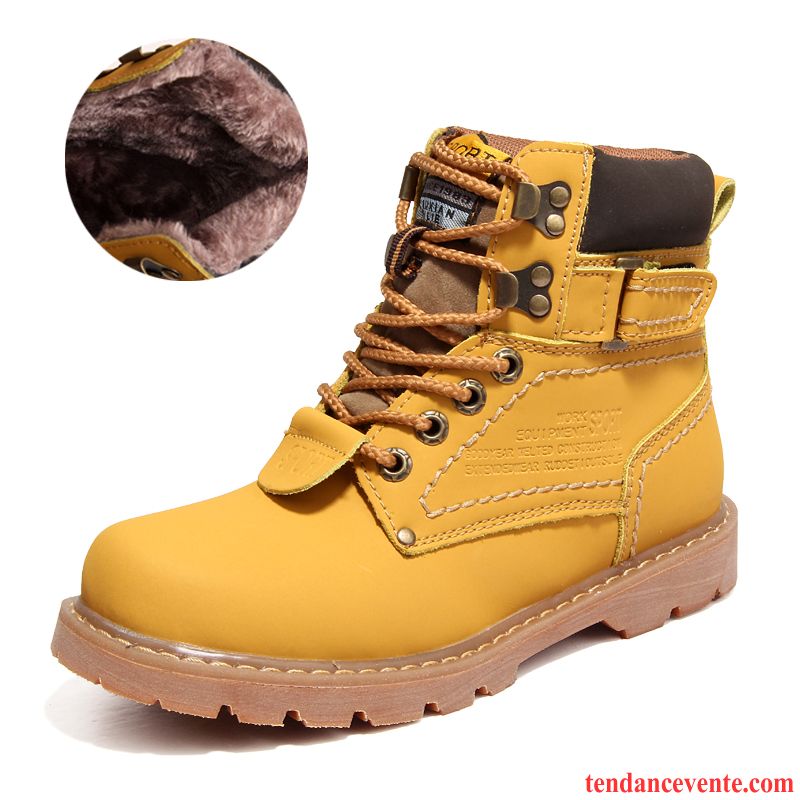 Des Bottes En Cuir Pas Cher Printemps Fantaisie Plates Tous Les Assortis Angleterre Jaune Femme Gros Chaussures De Travail Étudiant