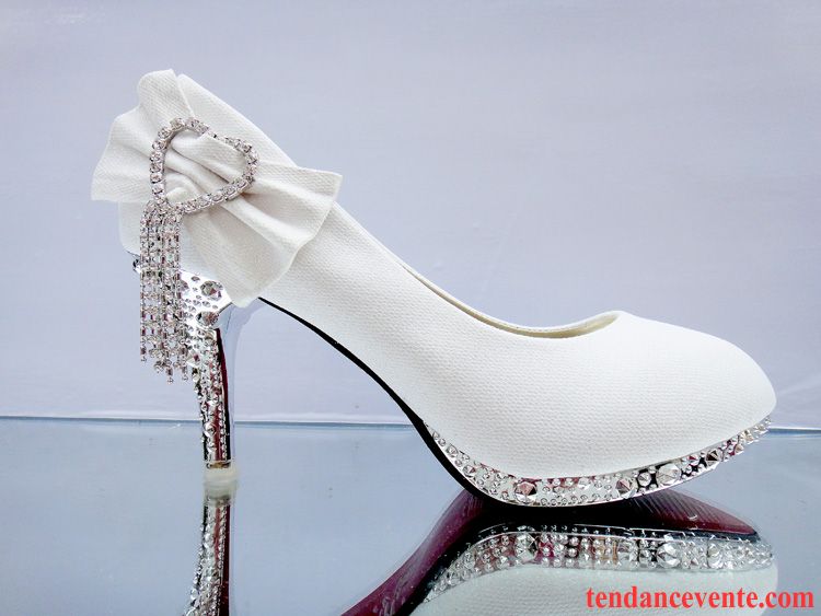 Des Escarpins Pour Femme Printemps Talons Minces Femme Chaussures De Mariage Rouge Arc Blanc Plateforme Étanche Imitation Strass Kaki