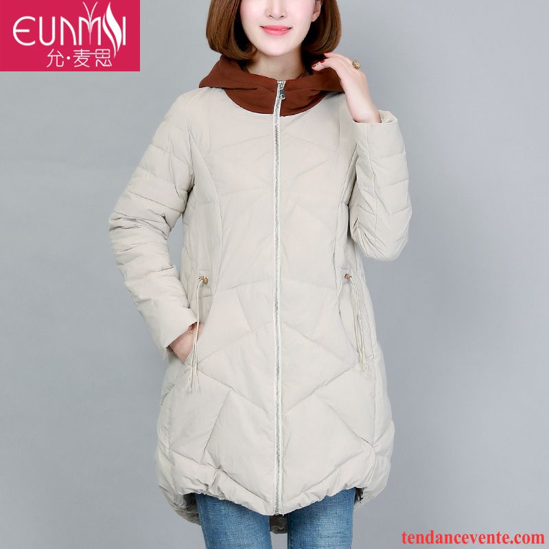 Doudoune A Capuche Fourrure Femme Vert Baggy Capuche Décontractée Pardessus Tous Les Assortis Matelassé Manteau En Coton Femme Hiver Renforcé Épissure Longue Argent