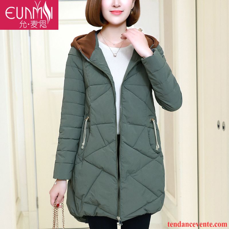 Doudoune A Capuche Fourrure Femme Vert Baggy Capuche Décontractée Pardessus Tous Les Assortis Matelassé Manteau En Coton Femme Hiver Renforcé Épissure Longue Argent