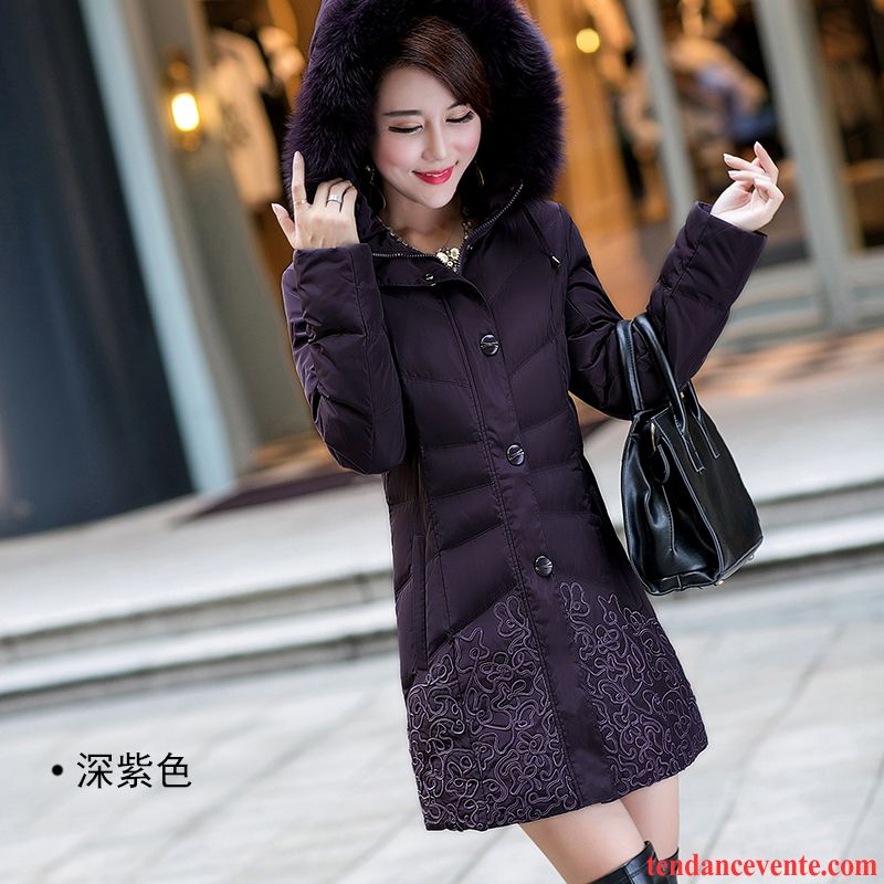 Doudoune Avec Col Fourrure Femme Renforcé Taillissime Femme Vêtements D'hiver Longue Pardessus Violet