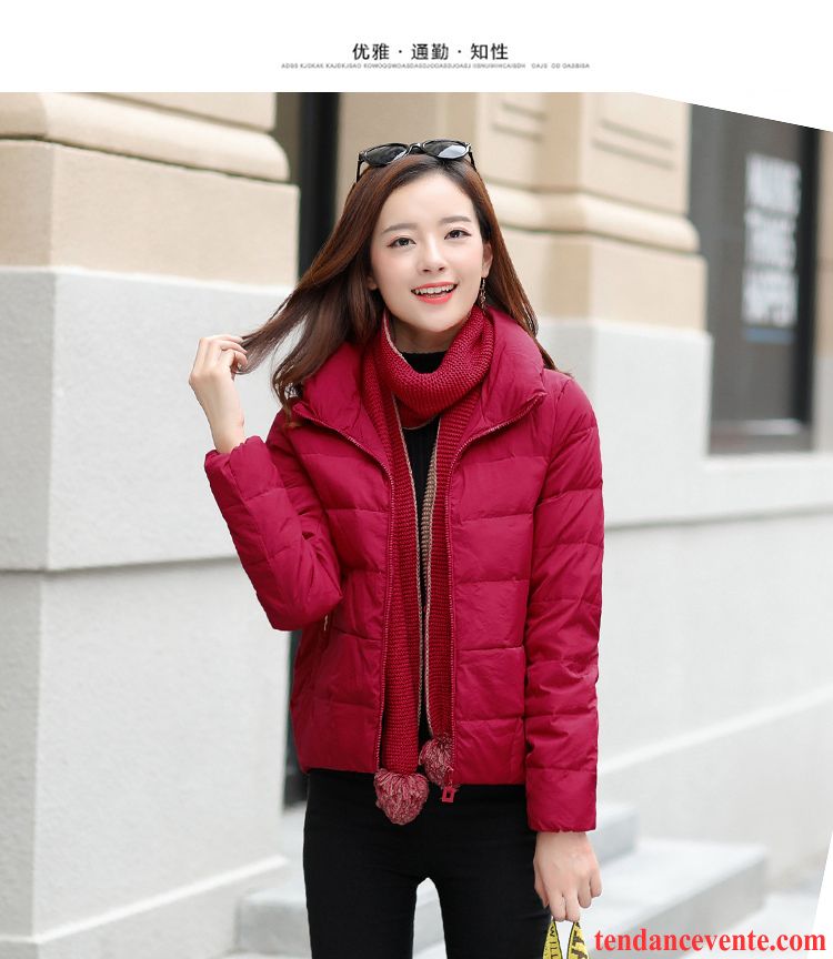 Doudoune Brillante Femme Hiver Matelassée Vêtements D'hiver Pardessus Dame Rouge Tous Les Assortis Courte Longues Manteau En Coton Saphir Pas Cher