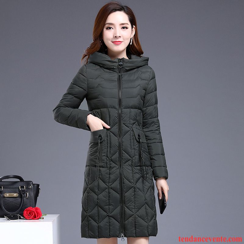 Doudoune Chic Femme Femme Manteau En Coton Hiver Pardessus Capuche Matelassé Renforcé Longue Chauds Vert Tempérament Mode Pas Cher