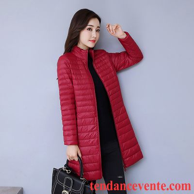 Doudoune Femme Courte Capuche Fourrure Chauds Longue Col Mandarin L'automne Rouge Femme Hiver Lumière Slim Pardessus